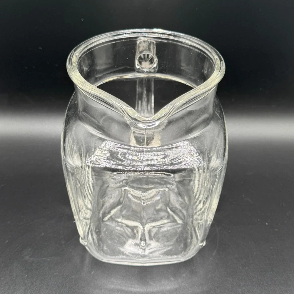 Vtg. Federal Glass Juice Pitcher Atomic Sunrise Star‎ Bottom Square Cottagecore